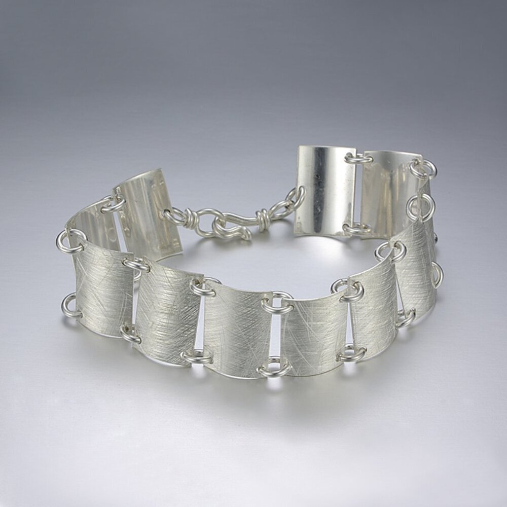 Sterling Silver Bracelet Modernist Panel Toggle Clasp‎ Handmade Artisan